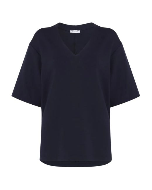 Top con cuello en V Gloria Coelho de color Blue