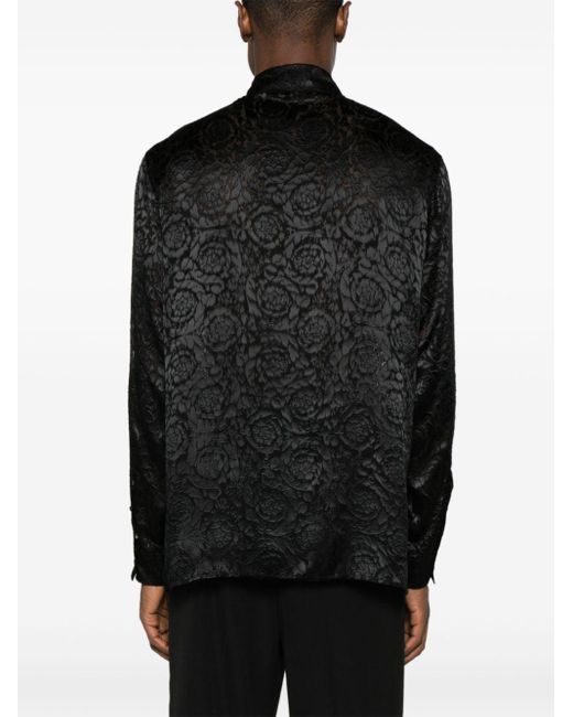 Versace Barocco Hemd mit Devoré-Effekt in Black für Herren