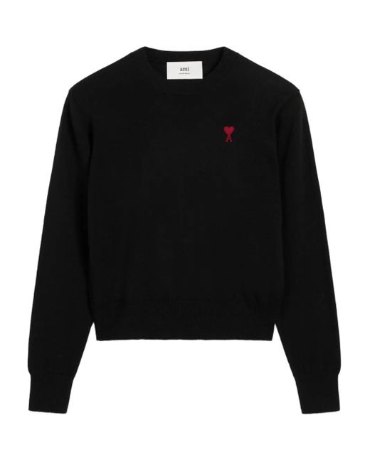 AMI Black De Coeur Wool Sweater