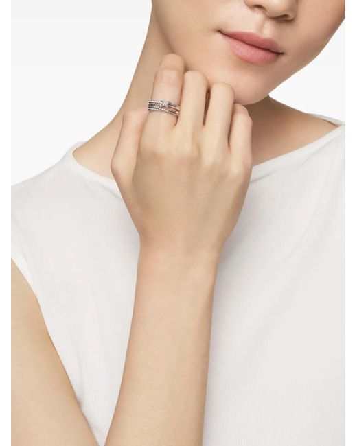 David Yurman White Sterling X Crossover Diamond Band Ring (6Mm)