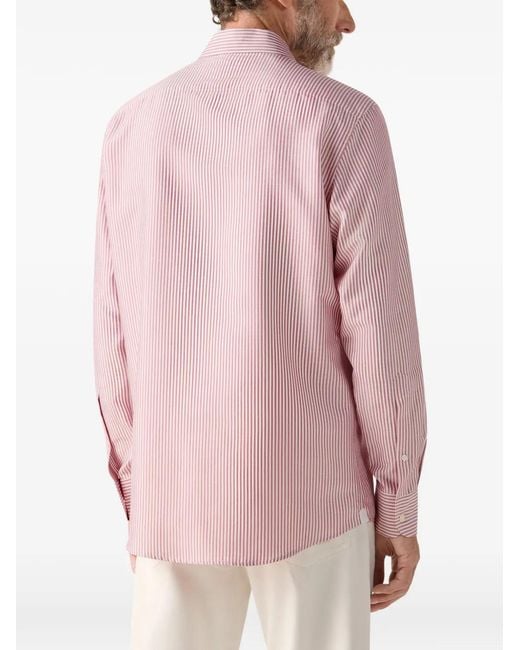 Zegna Pink Striped Silk Shirt for men