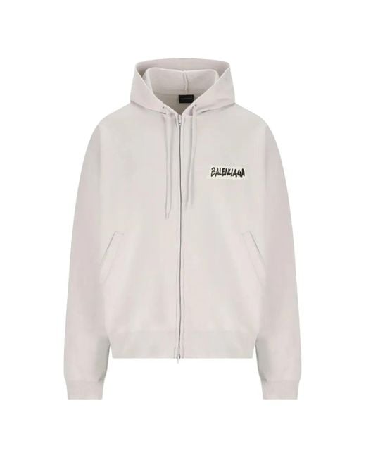 Balenciaga White Masking Tape Zip-up Hoodie for men