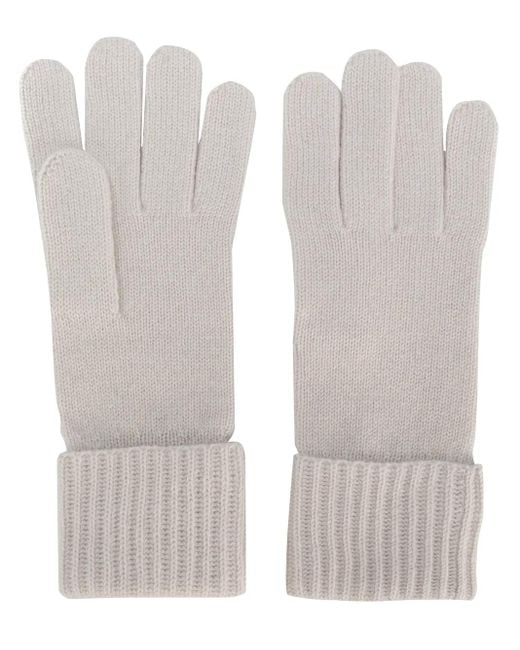 N.Peal Cashmere White Ribbed Gloves