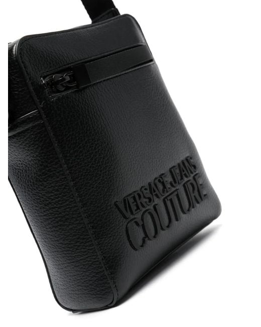 Versace Jeans Couture Black Logo-Lettering Crossbody Bag
