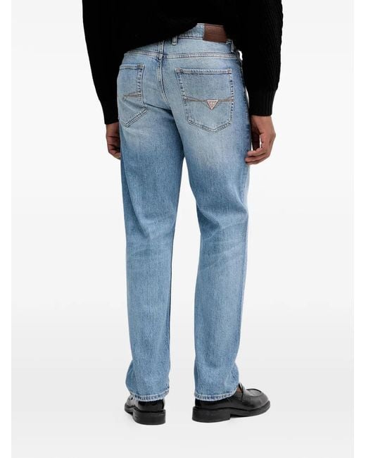 Guess Blue Logo-Patch Jeans for men