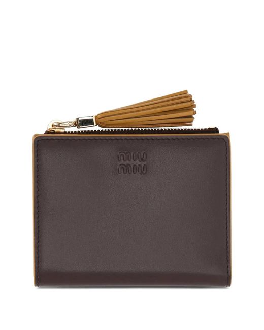 Miu Miu Brown Tassel-Detail Bi-Fold Wallet