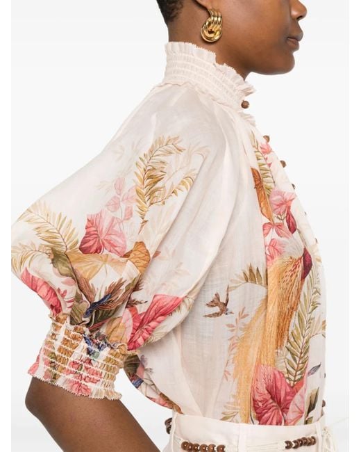 Zimmermann Floral-print Shirt Pink