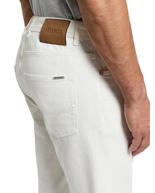 Peserico White Back-Patch Trousers for men