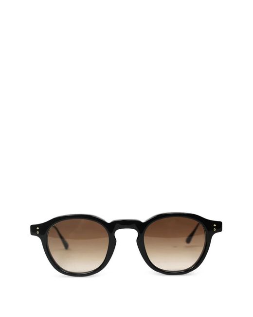 Linda Farrow Black Round Sunglasses