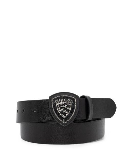 Blauer Black Embellished Shield-Plaque Belt