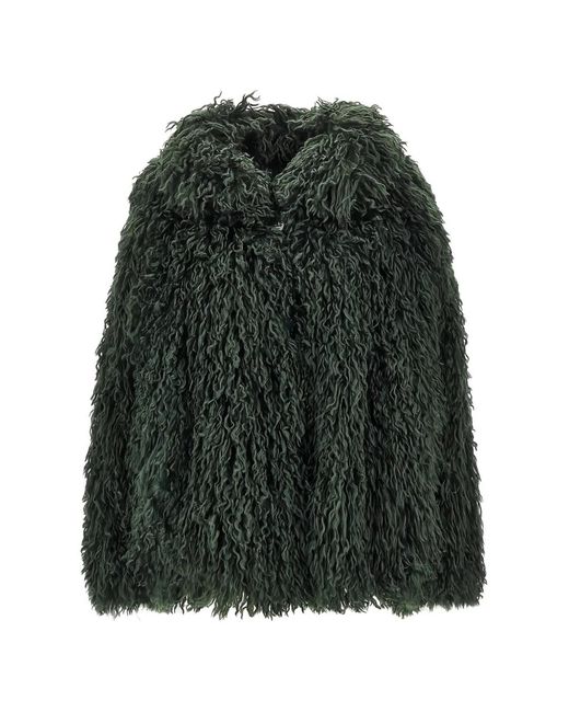 Emporio Armani Green Faux-Shearling Coat