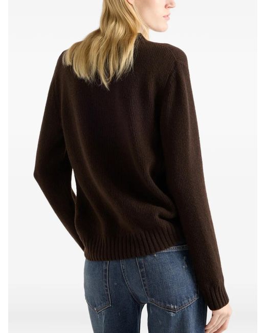 Prada Brown Logo Crew-Neck Sweater