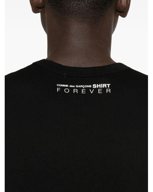 Camiseta de algodón con logo estampado Comme des Garçons de hombre de color Black