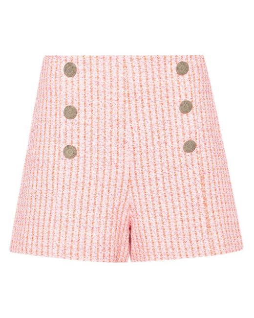 Maje Pink Tweed-Shorts mit hohem Bund
