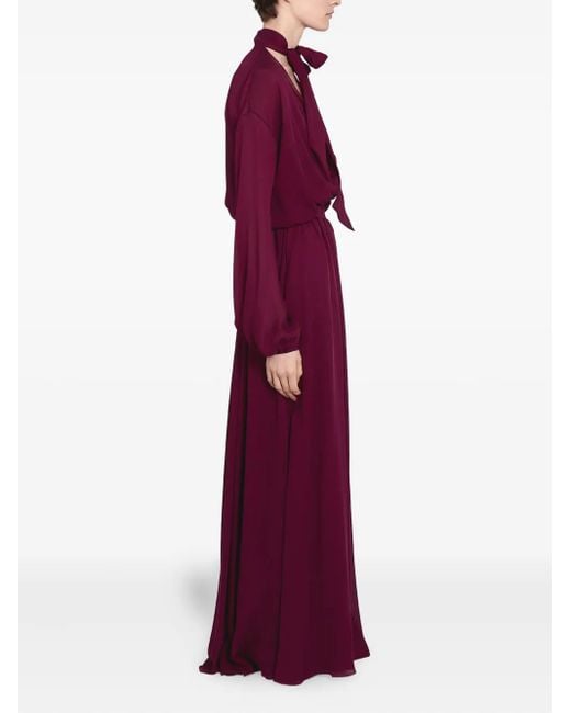 Giambattista Valli Maxi-Jurk Met Gestrikte Hals in het Purple