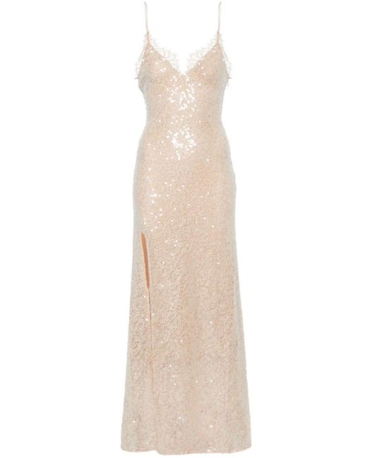 Staud Natural Kezia Sequinned Lace Dress