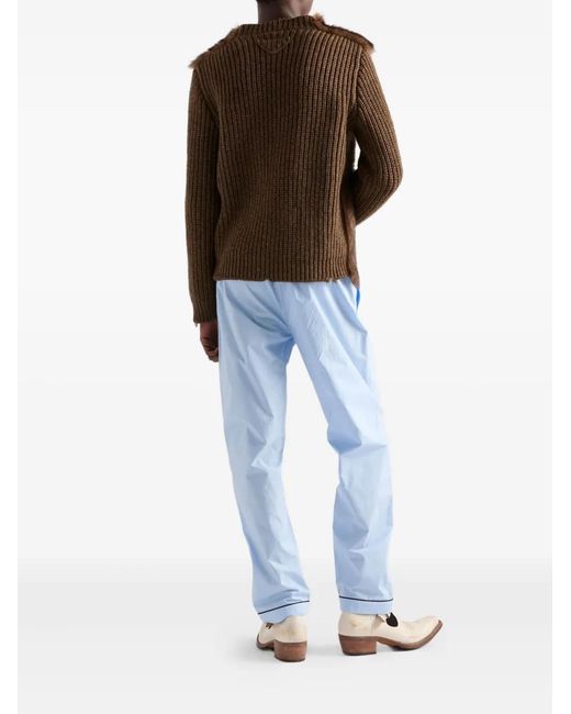 Prada Brown Shearling Wool Sweater for men