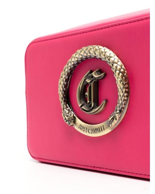Bolso con placa del logo Just Cavalli de color Pink