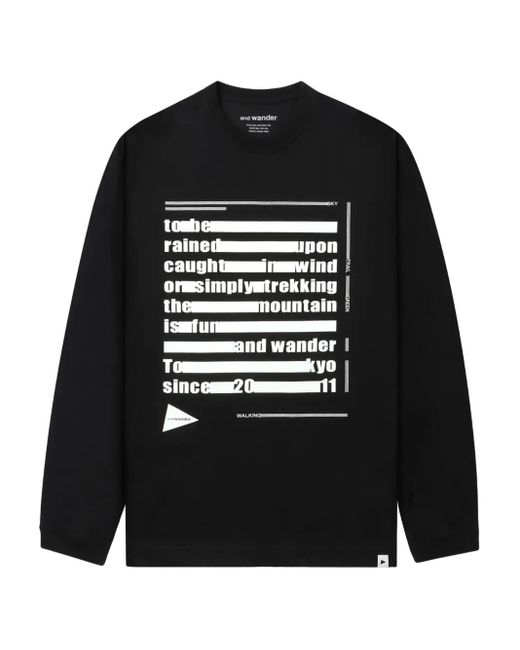 And Wander Sweatshirt Mit Grafischem Print in Black für Herren