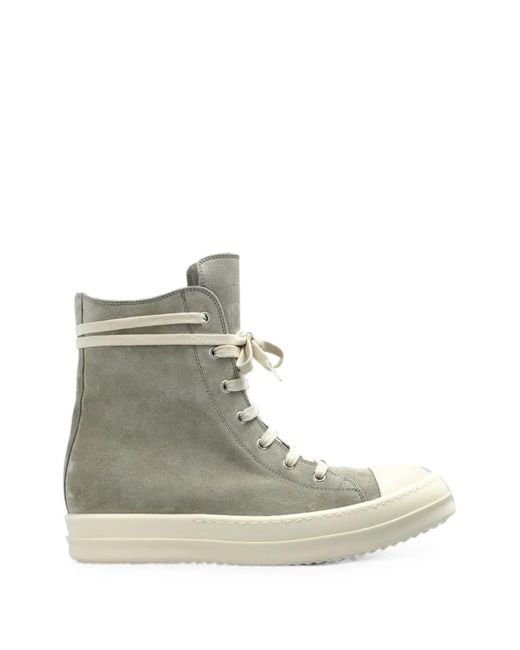 Rick Owens Natural Leather High-Top Sneakers