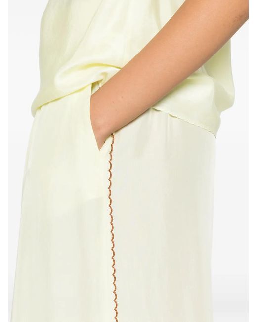 Forte_forte White Drawstring Scalloped Trousers