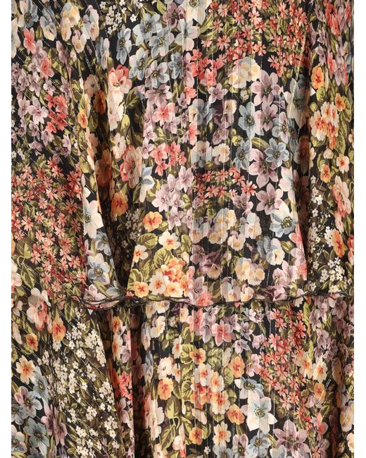 Valentino Garavani Natural Ruffled Floral-Print Skirt