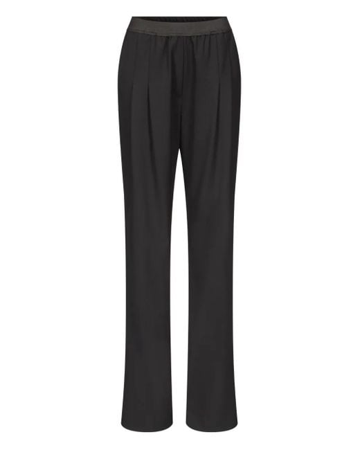 Loulou de Saison Black Pleated Elasticated-Waist Straight Trousers