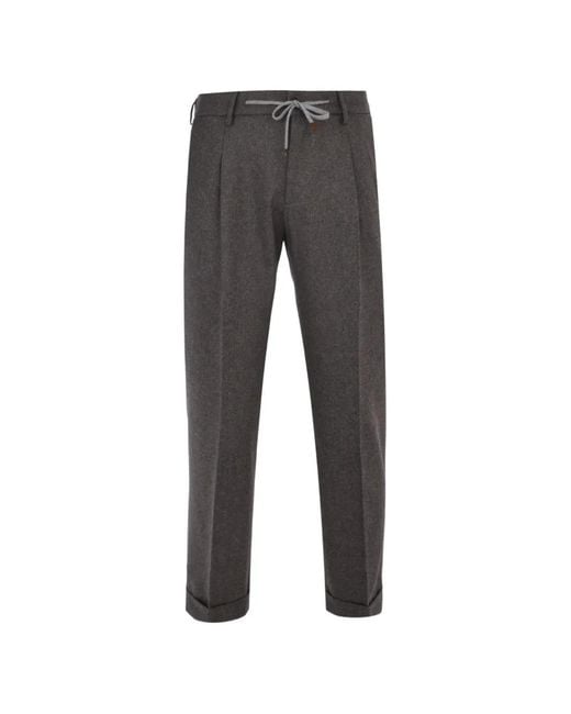 Barba Napoli Gray Roma Drawstring Trousers for men