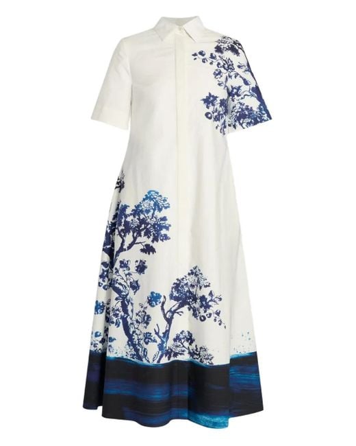 Erdem White Midikleid Mit Blumen-Print