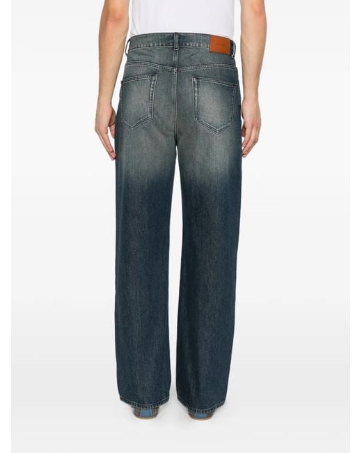 Sandro Blue Faded-Effect Wide-Leg Jeans for men