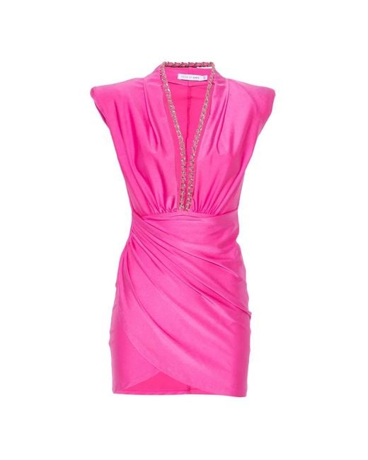 Amen Pink Chain-Link Draped Mini Dress