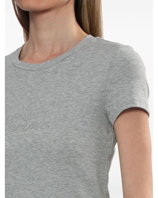 B+ AB Gray Crystal-embellished Cropped Top
