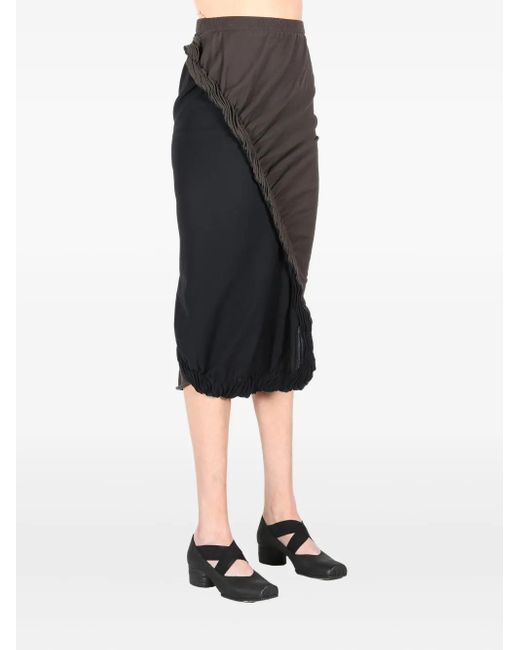 Issey Miyake Black Asymmetric Midi Skirt