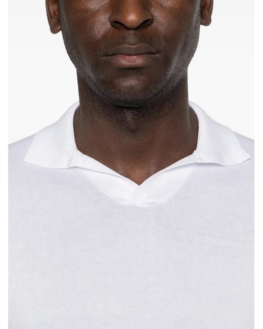Fedeli White Polo-Collar T-Shirt for men