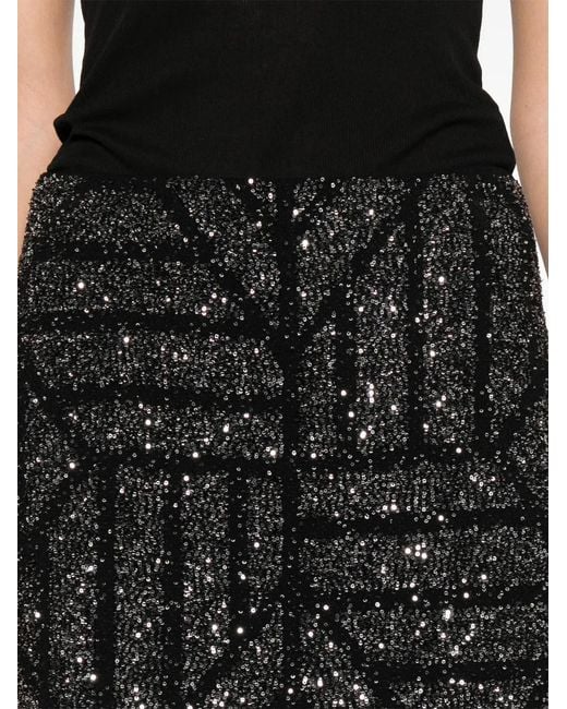 Circus Hotel Black Geometric Sequin Skirt
