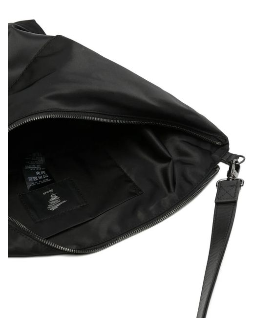 Discord Yohji Yamamoto Black Asymmetric Logo-Patch Shoulder Bag