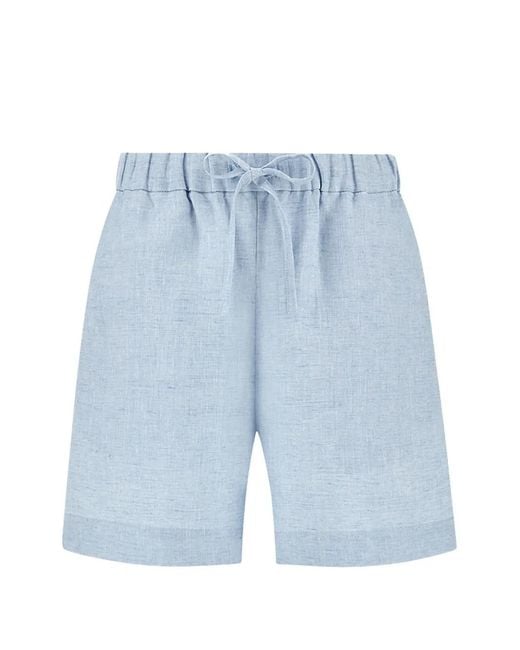 Paul & Shark Blue Drawstring Linen Shorts