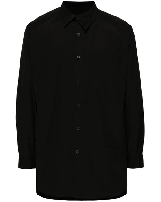 Yohji Yamamoto Black Asymmetric-Collar Cotton Shirt for men