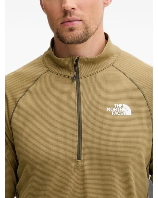 The North Face Green Logo-Print Quarter-Zip T-Shirt for men