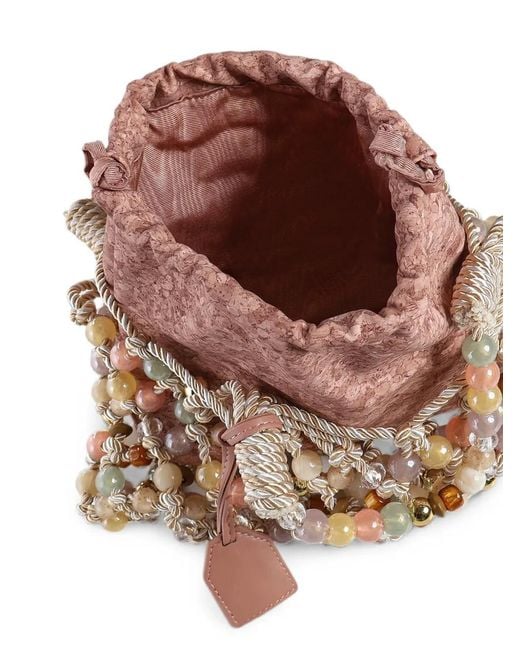 Kurt Geiger Natural Beaded Macramé Shoulder Bag