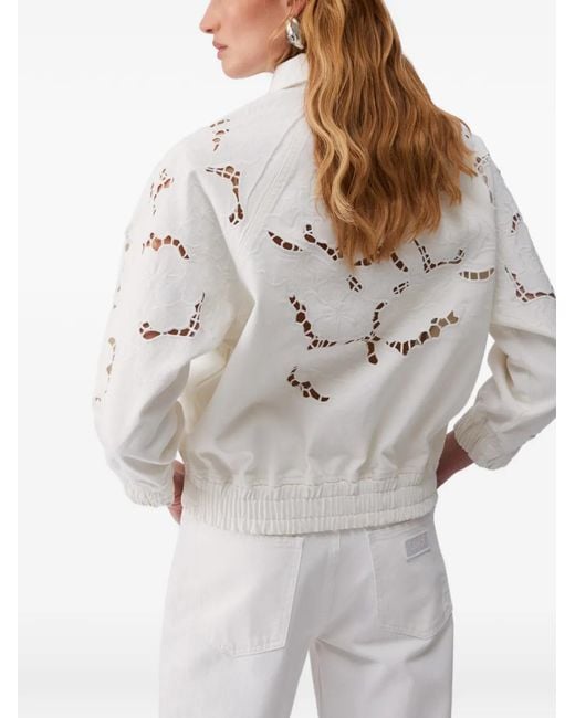 Liu Jo White Openwork Embroidered Bomber Jacket