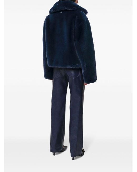 Apparis Blue Recycled Faux-Fur Notched Collar Coat