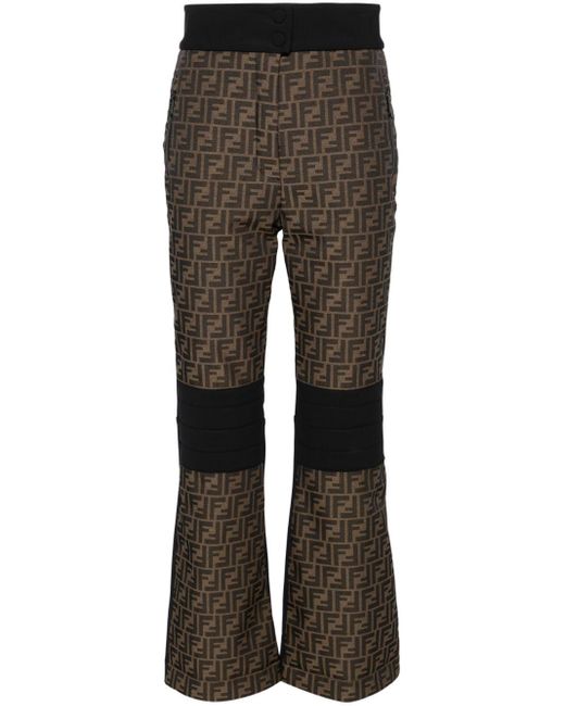 Pantalones de esquí FF con paneles en jacquard Fendi de color Gray