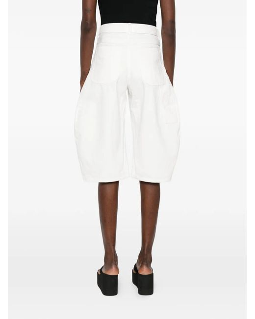 Sacai White Belted Denim Shorts