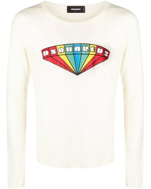 DSquared² White Graphic-Print Wool Sweatshirt for men