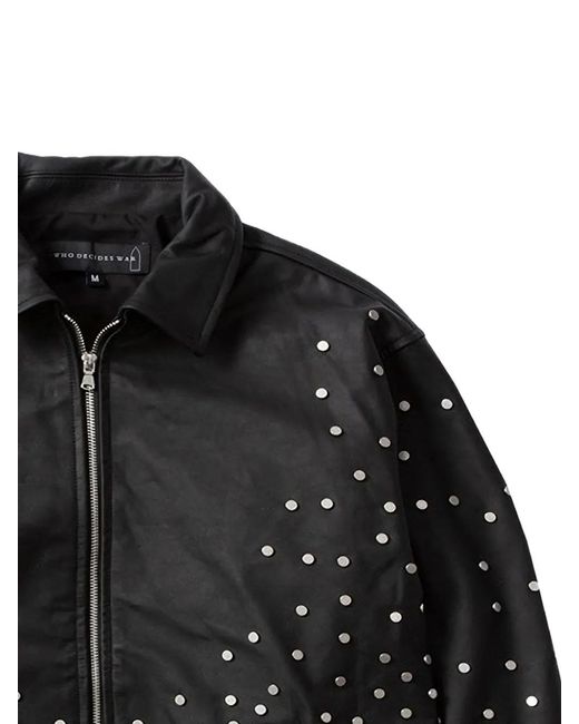 Who Decides War Black Studded Star Trucker Jacket for men
