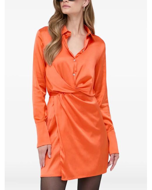 Patrizia Pepe Orange Buttoned Twist-Detailed Mini Dress