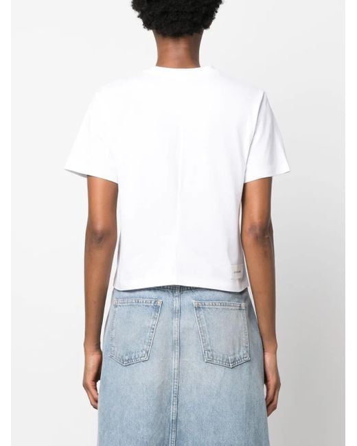 ARMARIUM White Short-Sleeved Cotton Cropped T-Shirt