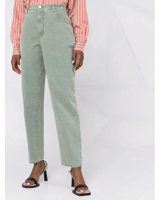 Alberta Ferretti Green High-Waisted Tapered Jeans