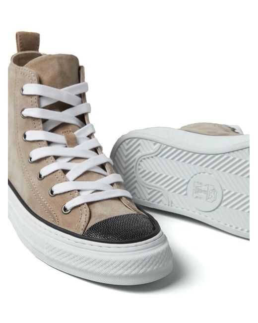 Brunello Cucinelli Brown Suede High Top Trainers
